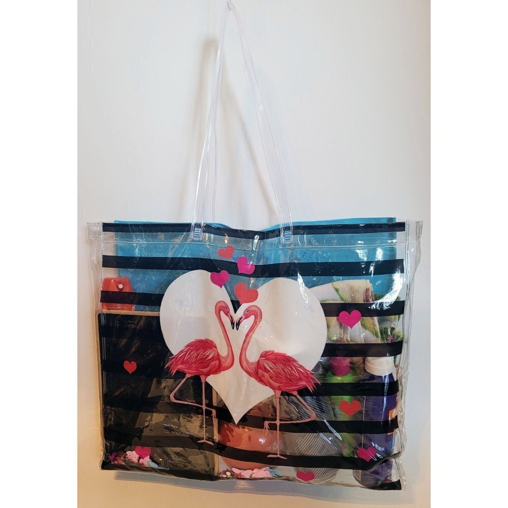 Clear Tote Bag Transparent Flamingo Beach Shoulder